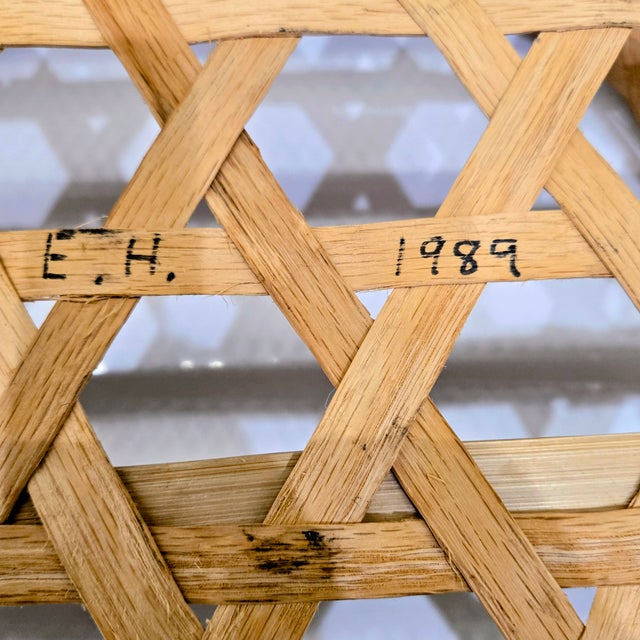 1989 Handcrafted White Oak Lattice Basket by Ernest J. Henning For Sale - Image 10 of 10