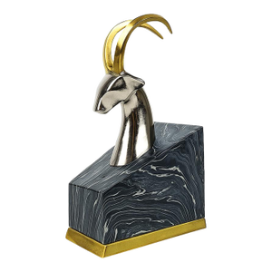 Mid 20th Century Art Deco Brass and Chrome Gazelle Impala Bust Bookend