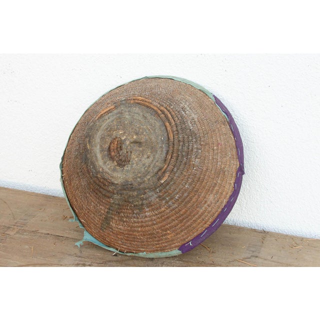 19th Century Vintage Nomodic Harvest Bowl W/Colorful Textile Rim For Sale - Image 5 of 6