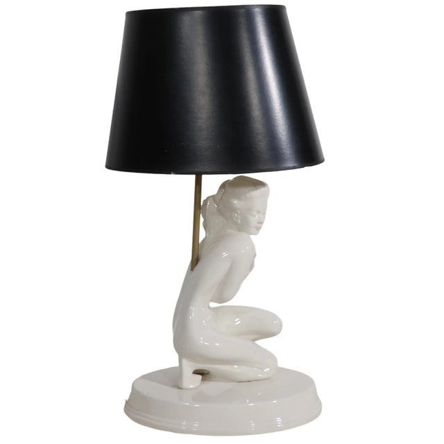 Ceramic White Ceramic Nude Female Table Lamp Made in Usa Ca. 1950/1960's For Sale - Image 7 of 7