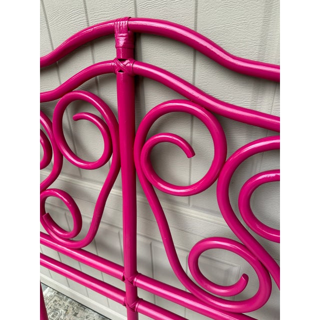 Vintage Rattan Magenta Twin Headboards - a Pair For Sale - Image 4 of 10