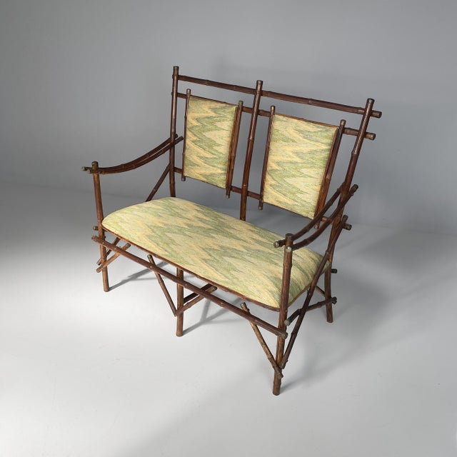 Art Deco Italian Sofa in Fabric and Bamboo, 1930s For Sale - Image 14 of 14