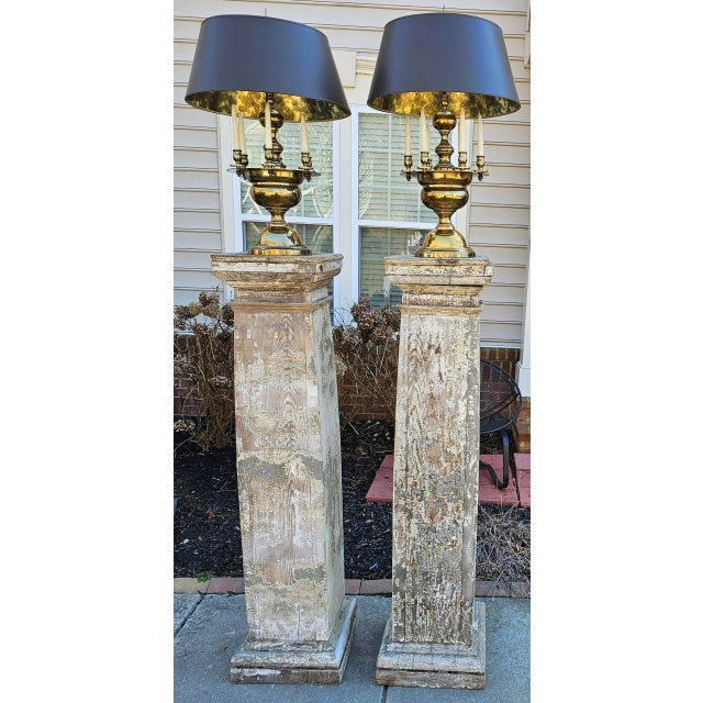 These Chapman Manufacturing Company's Mid-Century Modern Brass Candelabra Table Lamps are stunning brass sculptures in the...