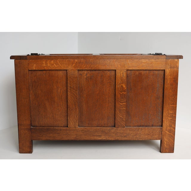 Antique 19th Century French Gothic Revival Blanket Chest in Carved Oak and Forged Iron, 1880 For Sale - Image 6 of 14