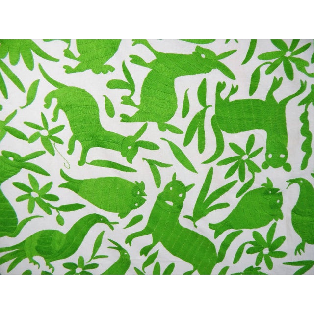 1980s Wild Animals Green Embroidered Tapestry For Sale - Image 5 of 13