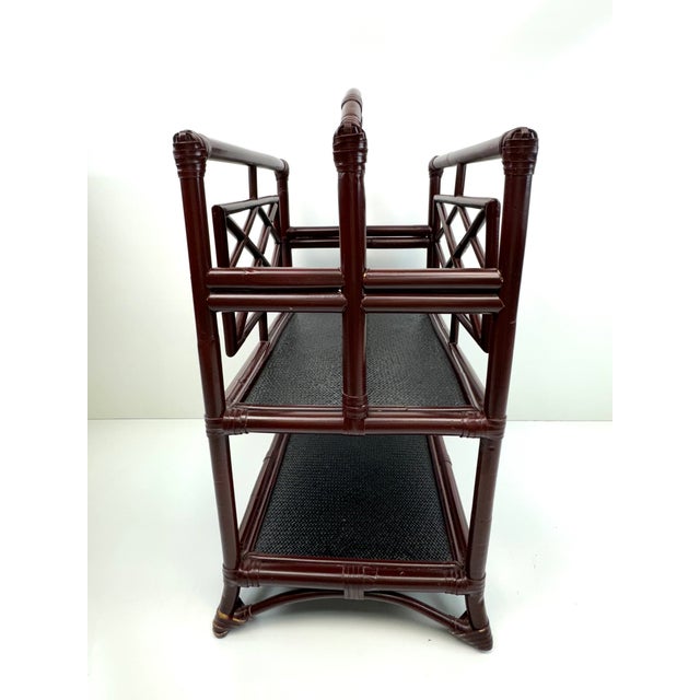 Maroon Vintage Mid Century Rattan Magazine Rack For Sale - Image 8 of 10