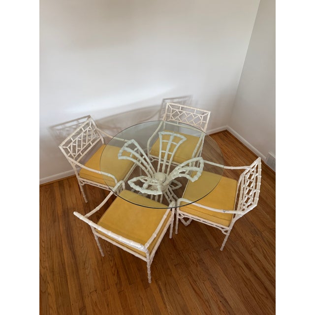 Kessler Industries Vintage Kessler Outdoor Faux Bamboo Aluminum Table and Chairs Set For Sale - Image 4 of 11