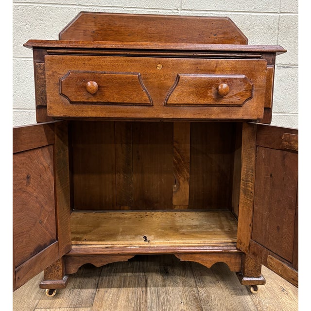 Antique Victorian Burled Carved Cabinet Washstand Commode For Sale - Image 4 of 10