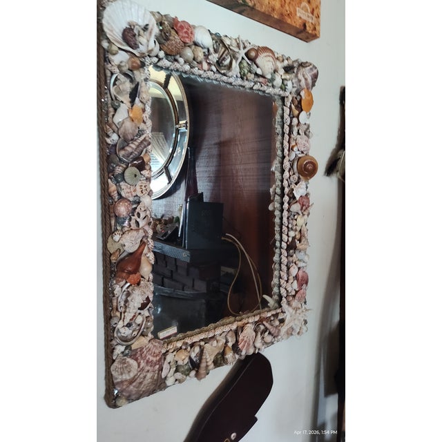 Option 1: Elegant & Boutique ​Handcrafted California Coastal Shell Mirror – 33" x 33" ​Bring the essence of the Pacific...
