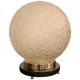 French Art Deco Table Lamp by Sabino With Geometric Motif For Sale