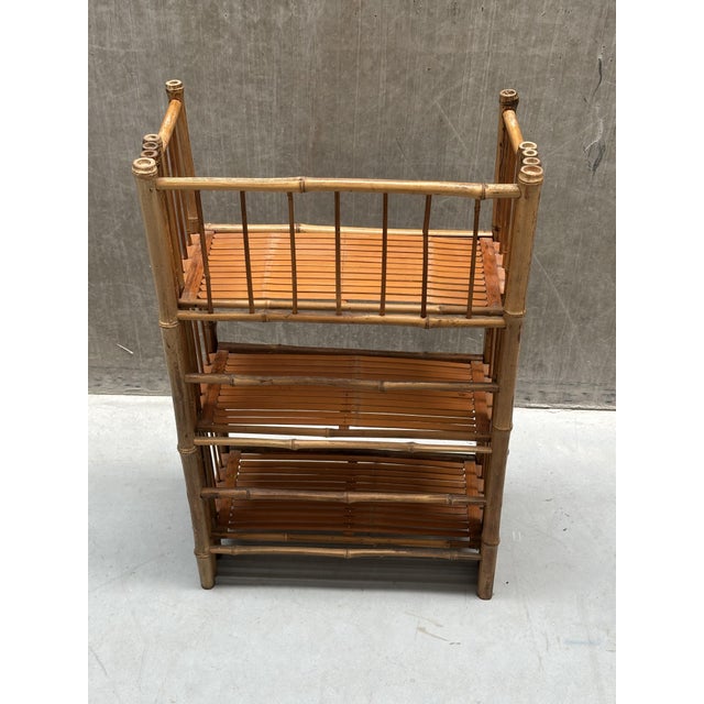 1960s Vintage Boho Chic Folding Rattan and Bamboo Wall Unit, 1960s For Sale - Image 5 of 11