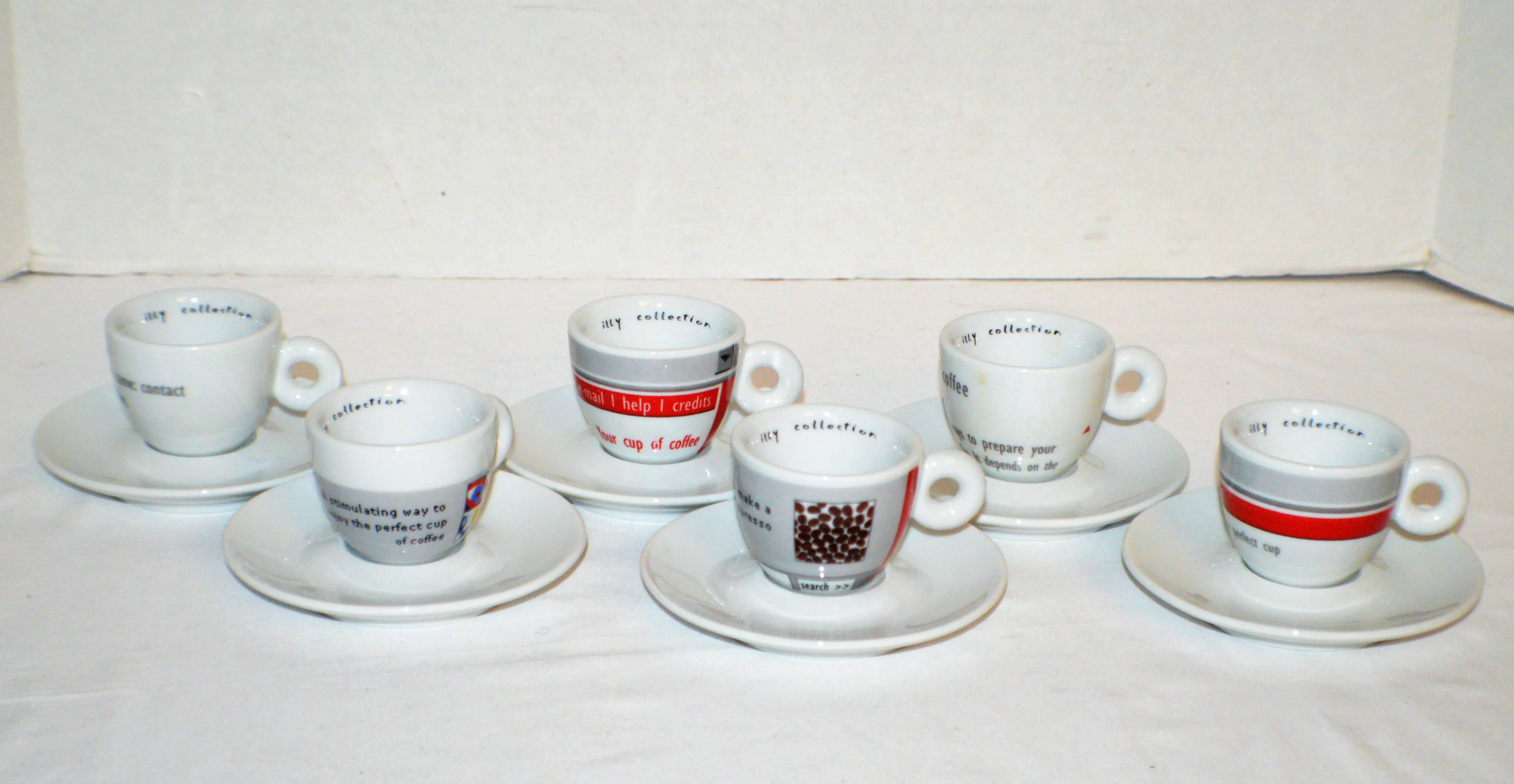 2002 Illy Art Collection Maria Joao Calisto Espresso Demitasse Cups &  Saucers- 12 Pieces