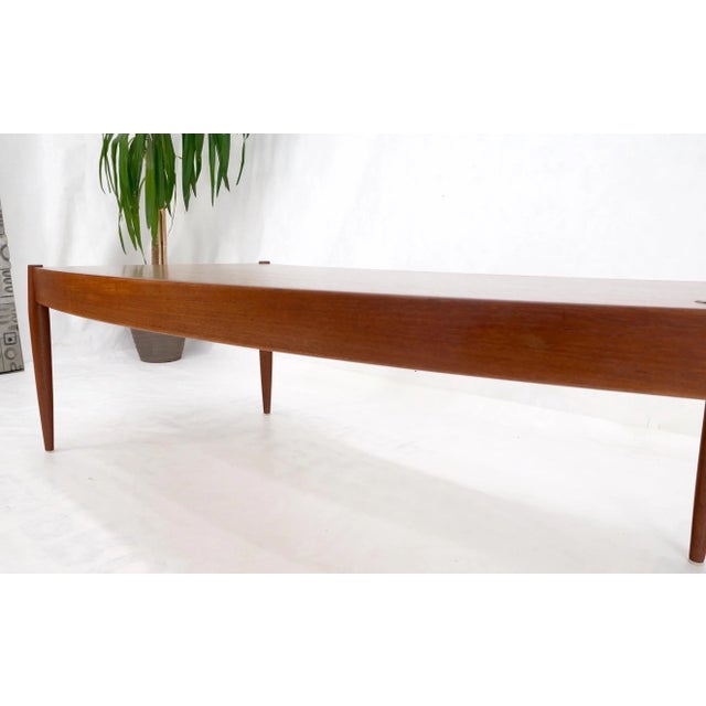 Teak Danish Modern Wrap Around Fan Shape Coffee Table Dowel Tapered Legs For Sale - Image 12 of 13