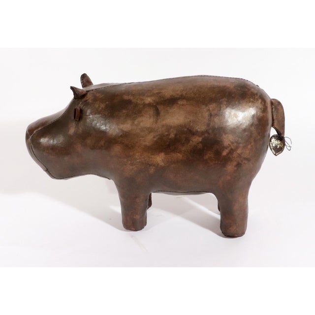 Dimitri Omersa Dimitri Omersa Leather Hippopotamus Footstool With Original Label For Sale - Image 4 of 9