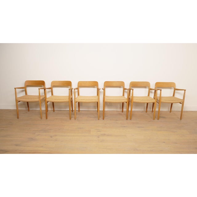 Set of 6 beautiful and rare vintage dining chairs. These chairs were designed by Niels Otto Møller, model 56. The chairs...