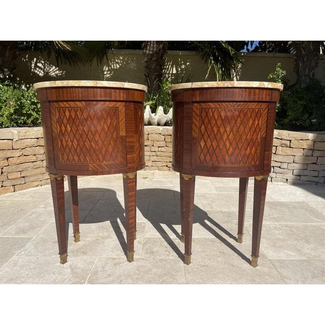 Louis XVI Style Tambour Bedside Tables, Set of 2 For Sale - Image 10 of 13