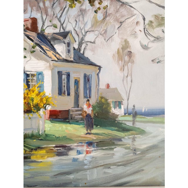 Mid-Century American Impressionist Painting of Rockford Mass by Paul Strisik n.A. For Sale - Image 10 of 14