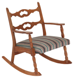 Modern Danish Rocking Chair in Oak & Wool Fabric by Henry Kjærnulff, 1950s
