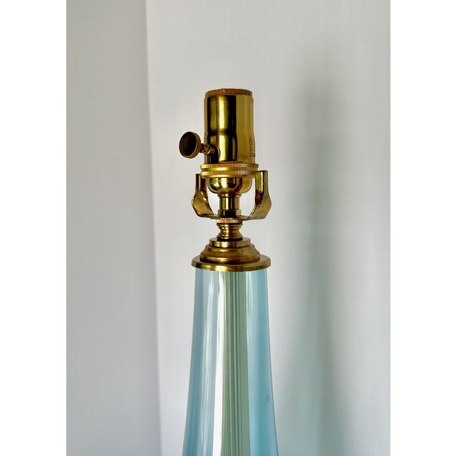 Blue & Clear Seguso Murano Organic Table Lamp For Sale - Image 11 of 15
