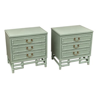 Vintage Ficks Reed Style Kaplan & Fox Faux Bamboo Nightstands or Side Tables - A Pair For Sale