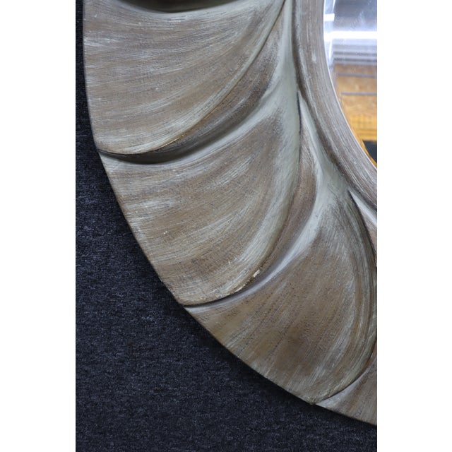 Tan Mid-Century Modern Style Carved Swirl Sunburst Wall Mirror For Sale - Image 8 of 8