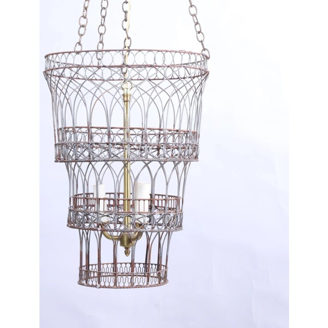 Art Deco Vintage Handmade Chandelier Made of Metal Wire For Sale - Image 3 of 5