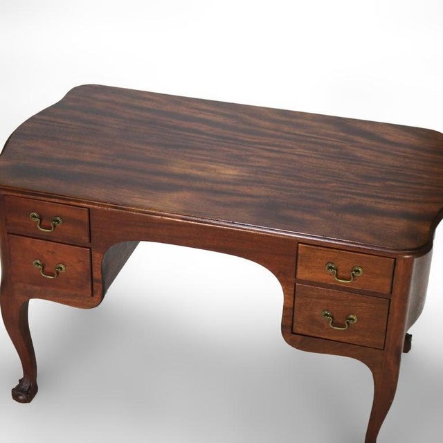 Brown Antique Rj Horner Mahogany Serpentine Bombay Style Desk With Claw & Ball Feet For Sale - Image 8 of 17