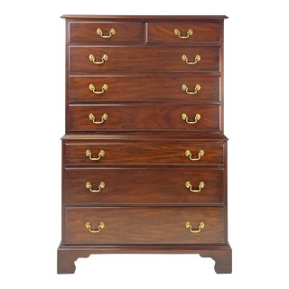 Vintage Henkel Harris Virginia Galleries Mahogany Chippendale Style Chest-on-Chest For Sale