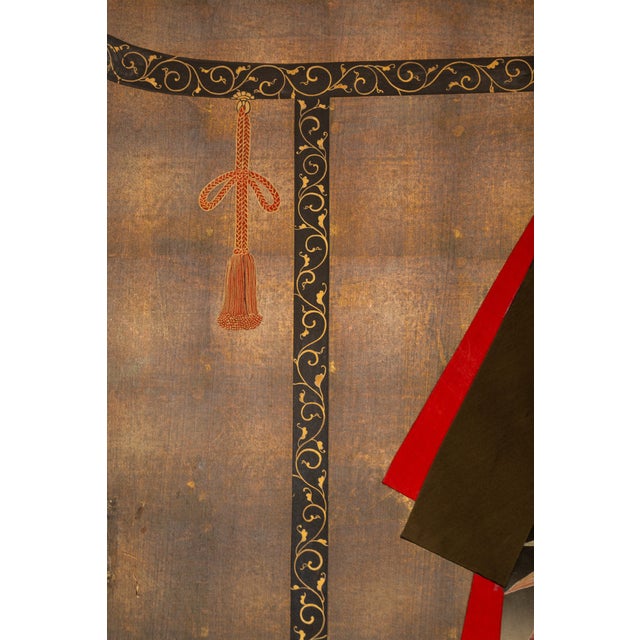 Wood 1920s Vintage Japanese Two Panel Kimono Screen For Sale - Image 7 of 11