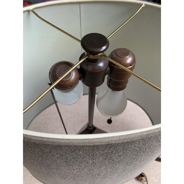 Stephen McKay Geometric Walnut Custom Table Lamps with Shades - a Pair For Sale In Boston - Image 6 of 7