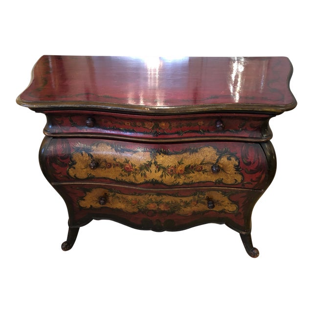 19th Century Traditional Barn Red Painted Bombay Style Chest of Drawers