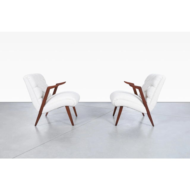 Mid-Century Modern Mid-Century Modern Walnut Lounge Chairs With Floating Armrests, 1950s For Sale - Image 3 of 12