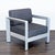 Comfortable and stylish outdoor armchair featuring a sturdy aluminum metal frame and soft, dark gray cushions. Easy to...