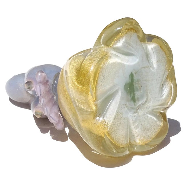 Vintage Murano Blue Purple Gold Flecks Italian Art Glass Baby Bird Figurine Paperweight on Base For Sale - Image 9 of 9