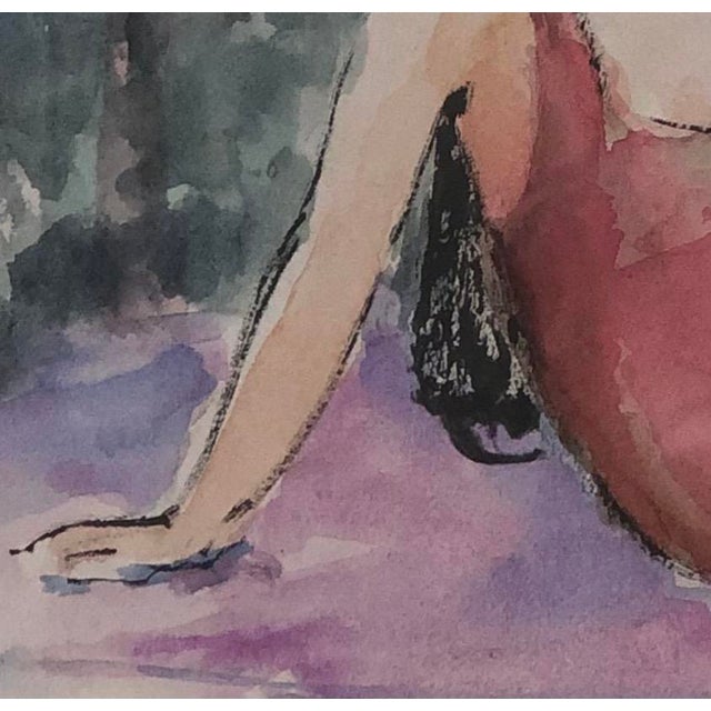 Gustave Francois, Jeune femme sur le sable, Watercolor on Paper, Framed For Sale - Image 5 of 9