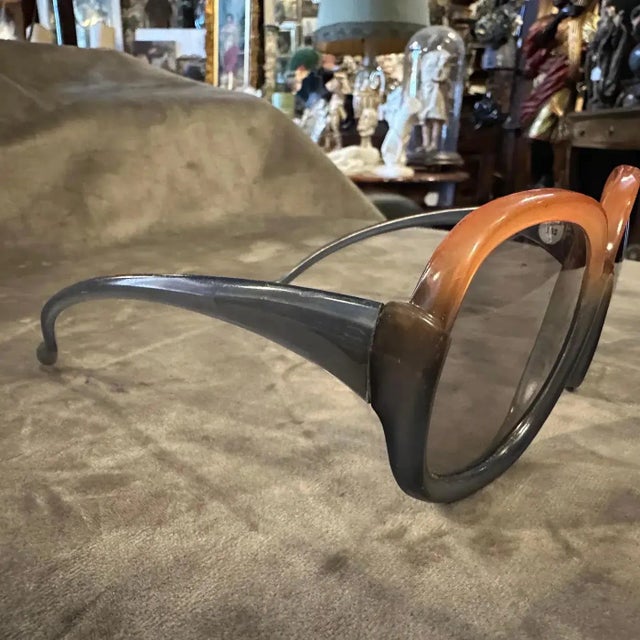 Burnt Orange 1970s Mid-Century Orange and Blue Oversized Sunglasses by Lozza For Sale - Image 8 of 10