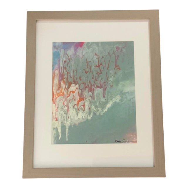 Marbleized Painting, Framed For Sale