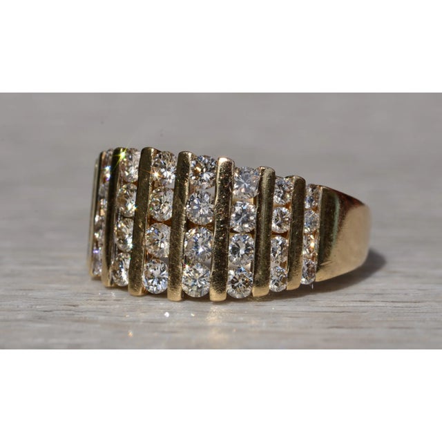 The Tavanta: Ladies 14K Yellow Gold Cocktail Ring Channel set with Diamonds For Sale - Image 4 of 10