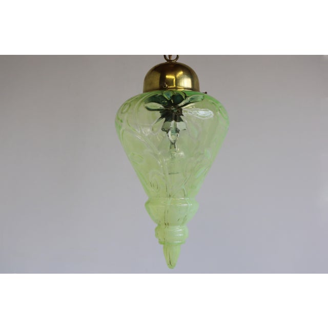 Early 20th Century Arts & Crafts Vaseline Glass Pendant Light by Henry G. Richardson & Sons, 1900s For Sale - Image 5 of 7