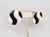 Les Bernard Vintage 1980s Signed Les Bernard Round Goldtone Black & White Enamel Striped Pierced Earrings-2 Pieces For Sale - Image 4 of 6