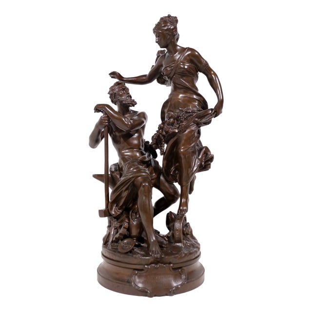 Adrien-Etienne Gaudez, Fortune Rewards Work, 1885, Bronze For Sale