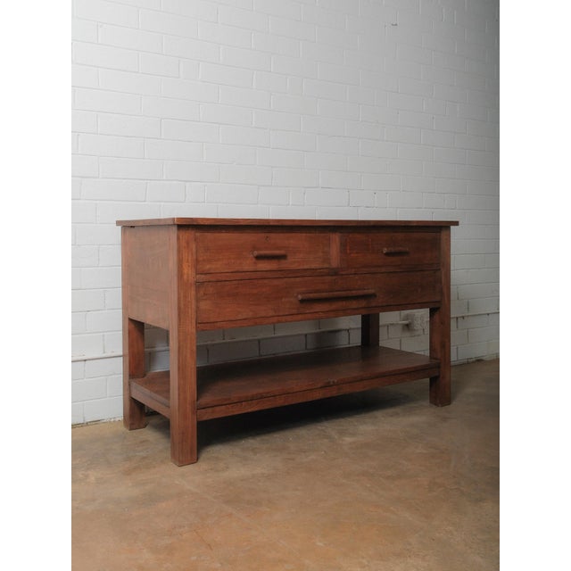 Contemporary Late 20th Century Solid Wood Three-Drawer Work Table With Lower Shelf For Sale - Image 3 of 8