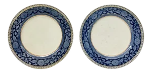 Antique English Blueflow Booths Plates - aP air