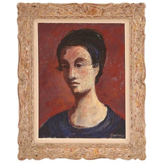 1940s Vintage Germaine Verna Double Sided Oil Painting