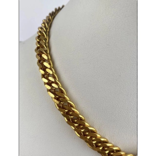 Metal Miriam Haskell Gold-Tone Adjustable Curb-Link Chain and Coin Medallion For Sale - Image 7 of 11