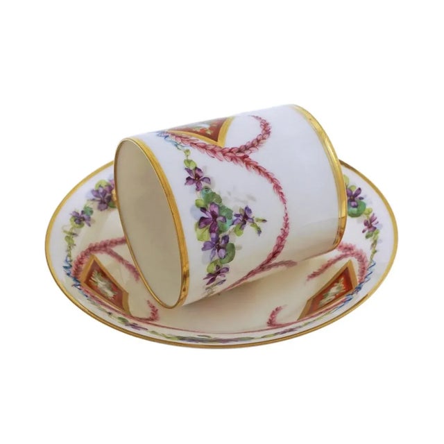 19th Century Sevres Porcelain Demitasse Cup and Saucer Signed Gift For Sale - Image 4 of 8