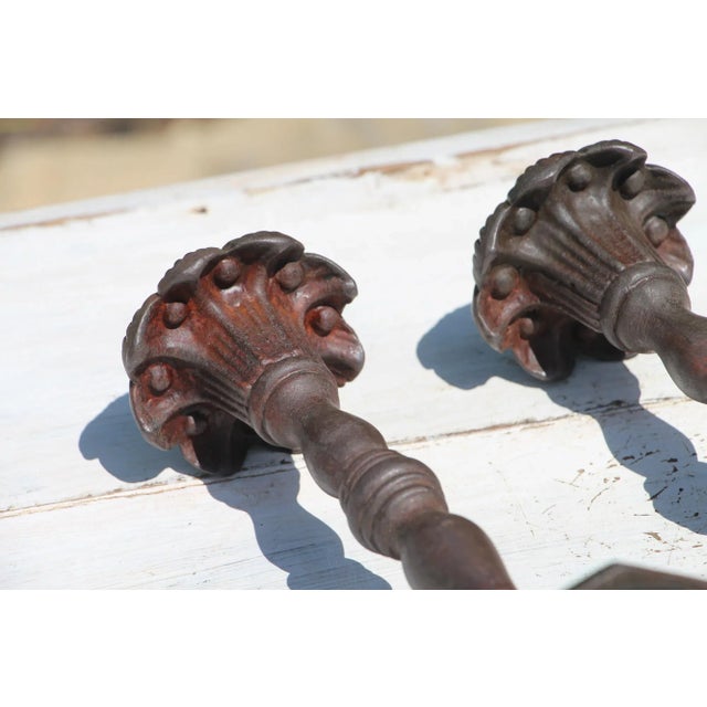Antique Victorian Cast Iron Floral Candleholders - a Pair For Sale - Image 12 of 13