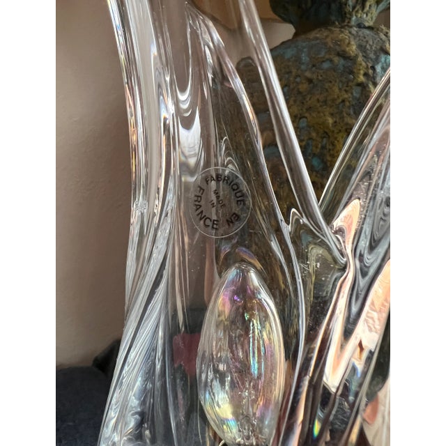 Metal 1980s Vintage French Crystal and Brass Table Lamp For Sale - Image 7 of 8