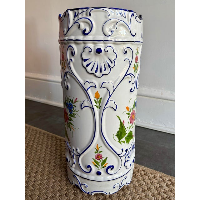 White 1970s Porcelain Umbrella Stand For Sale - Image 8 of 11