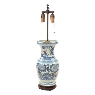 Chinese Blue and White Porcelain Vase as Lamp For Sale